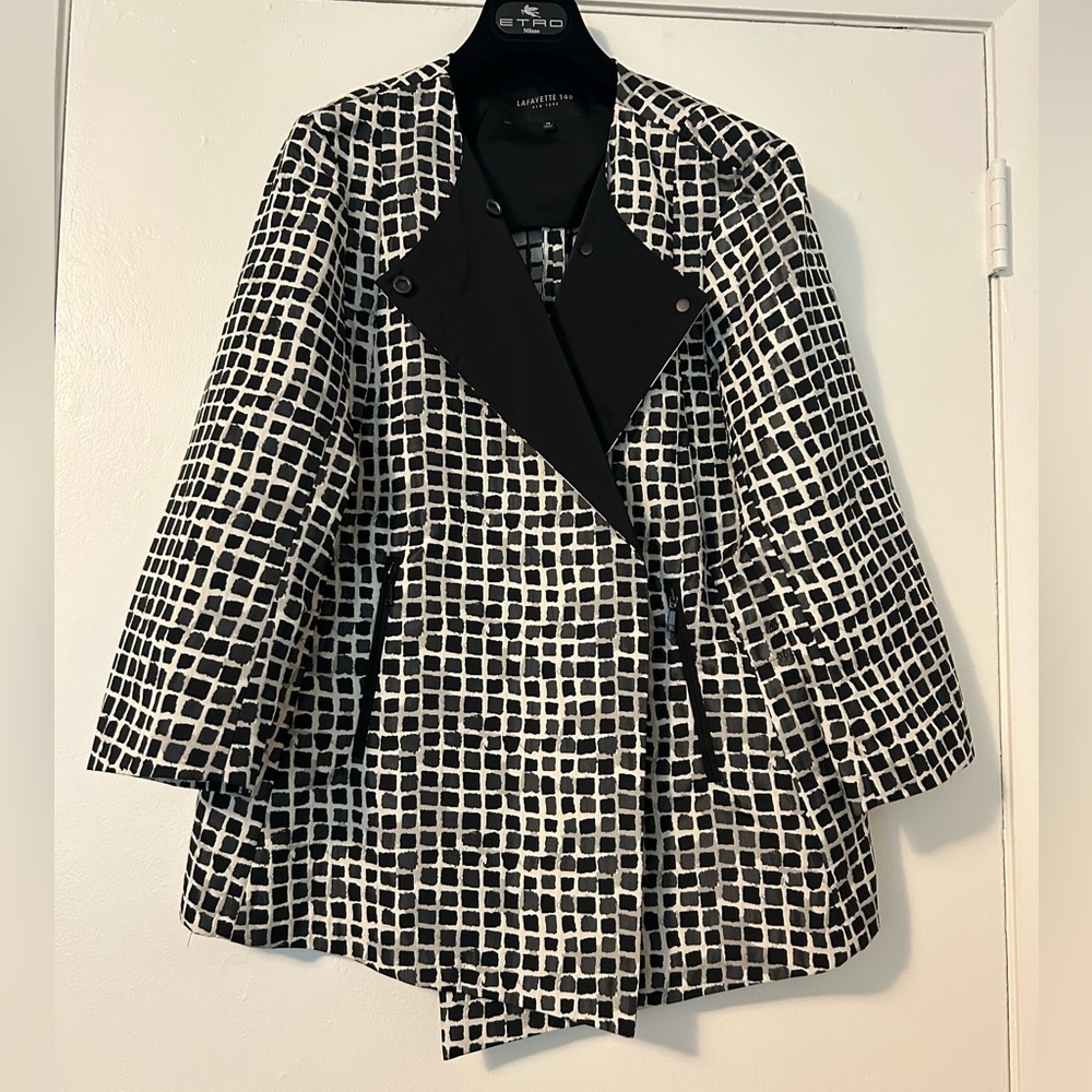 Lafayette 148 Black and White Checkered Lightweight Jacket